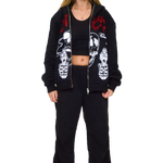 SHOOTER RHINESTONE ZIP HOODIE BLACK